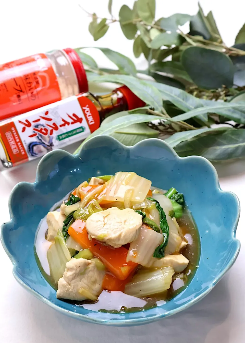 鶏むね肉と白菜、チンゲン菜の中華風とろみ煮|めいめいさん