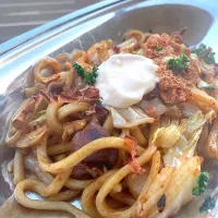 夕方の焼きうどん