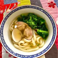 蛤と菜の花うどん|プクママさん