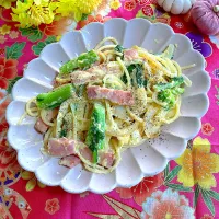 ベーコンと菜の花のカルボナーラ風✨| ringonamaさん