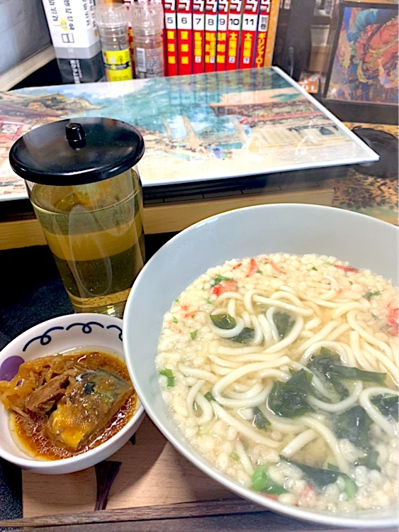 鶏肉の味噌うどん&サバ缶の万能ドレッシング‼️|ペディープープちゃんさん