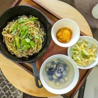 芹と牛肉そば、金柑マリネ、新じゃがとフェンネルのグリル、しじみ汁| mi_neneco♪さん
