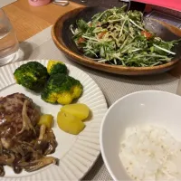 和風ハンバーグ、きのこのソース|マサムネさん