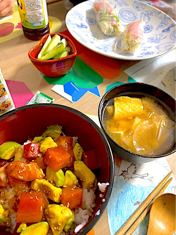 アボまぐろサーモンのポキ丼|ぬちょさん