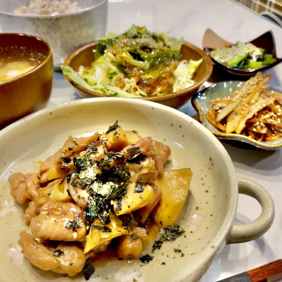 せせりと筍の照り焼き。他。|ぎんさん