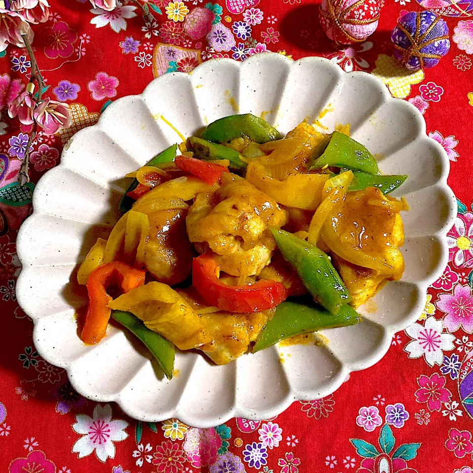 鶏肉と春野菜のカレー炒め✨|ringonamaさん