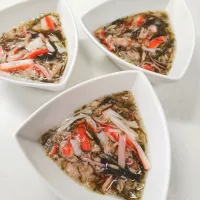 もずく酢とツナとカニかまの和え物|マイケルの料理さん