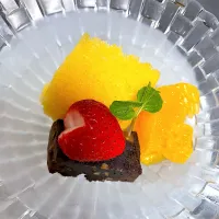 伊予柑シャーベットとチョコブラウニーを添えて| hotsusan30さん