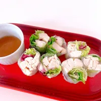 蒸し鶏の生春巻きにアマニオイル🌀|sakiさん
