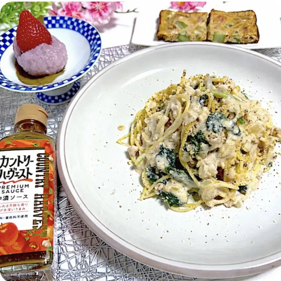 中濃ソースと豆乳でクリームパスタ|akkiyさん