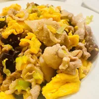 Yeluさんの料理 中華屋風卵、木耳、肉炒め