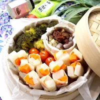 大根とにんじんの豚肉巻きのせいろ蒸し|めいめいさん