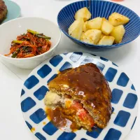 トマトチーズハンバーグ&小ネギキムチ|たーたさん