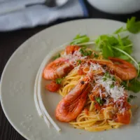有頭甘エビのトマトクリームパスタ| 葉月さん