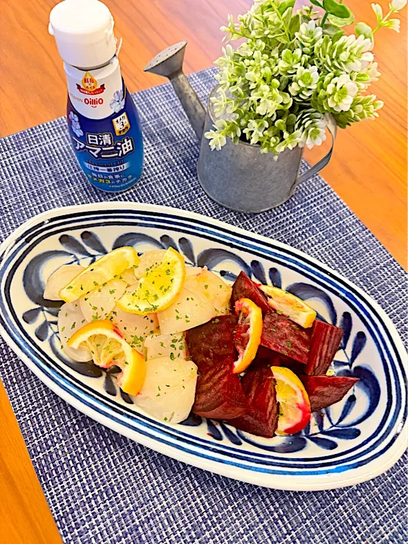 ビーツとカブのレモン蒸し|りおさん