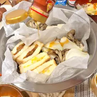 蒸し料理✖️オイル
＊厚揚げ・舞茸・新玉ねぎ✖️純正ごま油
＊いかめし
＊豚汁|さっちんさん