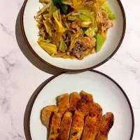 豚の味噌漬け焼きとオイスターソース炒め|めんちゃんさん