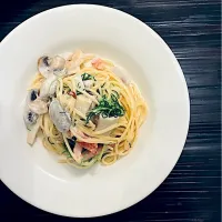 おかひじきのクリームパスタ😋| ぽくくんさん