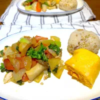 ハマチ🐟の野菜炒め・明太卵焼き|kaoriさん