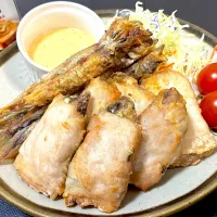 揚げししゃも&鰹の豚肉巻き|himamamaさん