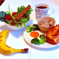 自宅モーニング🏠🍳🥗🍞| マニラ男さん