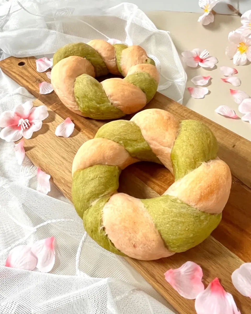 桜と抹茶のねじりパン|mai＊さん
