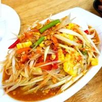 Super Tasty & Flavorful Spicy Som Tum, Grilled Pork Neck & Pork Liver Spicy Salad 🌶🌶🌶🤤|An'leeさん