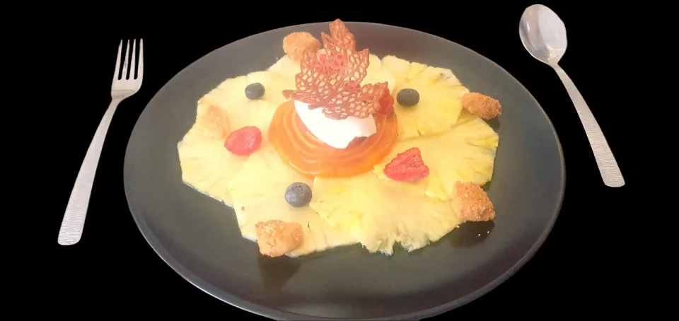🇫🇷Pineapple, mango and passion fruit coulis, and coconut ice cream🇫🇷|KWAII69さん