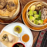 蒸し野菜＆カムジャパンにベジまん😋| kyon2さん