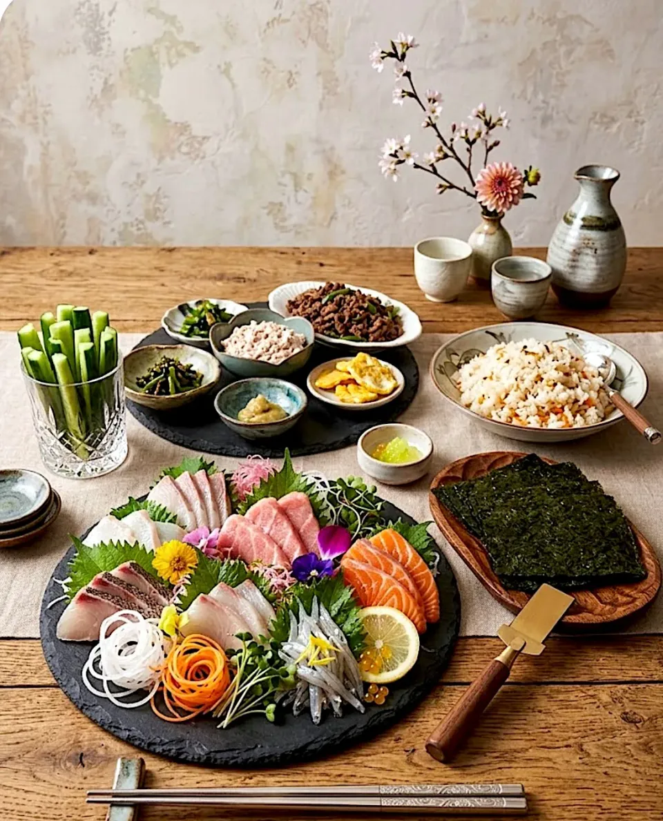 ひな祭りパーティー♡手巻き寿司とデザート盛り合わせ|caoさん