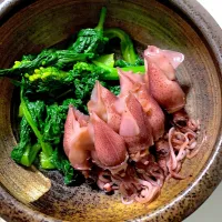 菜の花のからし和えとホタルイカ|心に七つの傷の男さん