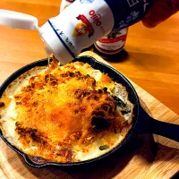 小松菜とソーセージのマカロニグラタンにアマニ油|ヨシュアさん