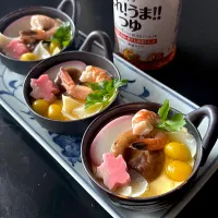 ひな祭りのミニ茶碗蒸し ~レンジで簡単賑わい茶碗蒸し