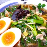 【毎週水曜日は中華鍋調理麺の日】 
中華そば 半ざわ 
ニラそば (1,100円) 
＋煮玉子 (がんこ/覆麺智/花木共通
のメンバーカード提示で無料) 
―麺少なめ
＠西巣鴨2分
(JR板橋駅から徒歩14分)
26059
〈醤30塩12噌󠄀5タ2出4F2冷0チ1混1つ0担1沖1〉| 大脇さん