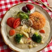 クリームシチュー&ケチャップライス