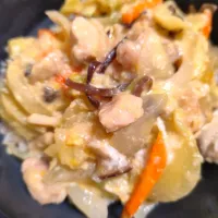 生姜焼き味味噌入り親子丼風|m.rafuさん