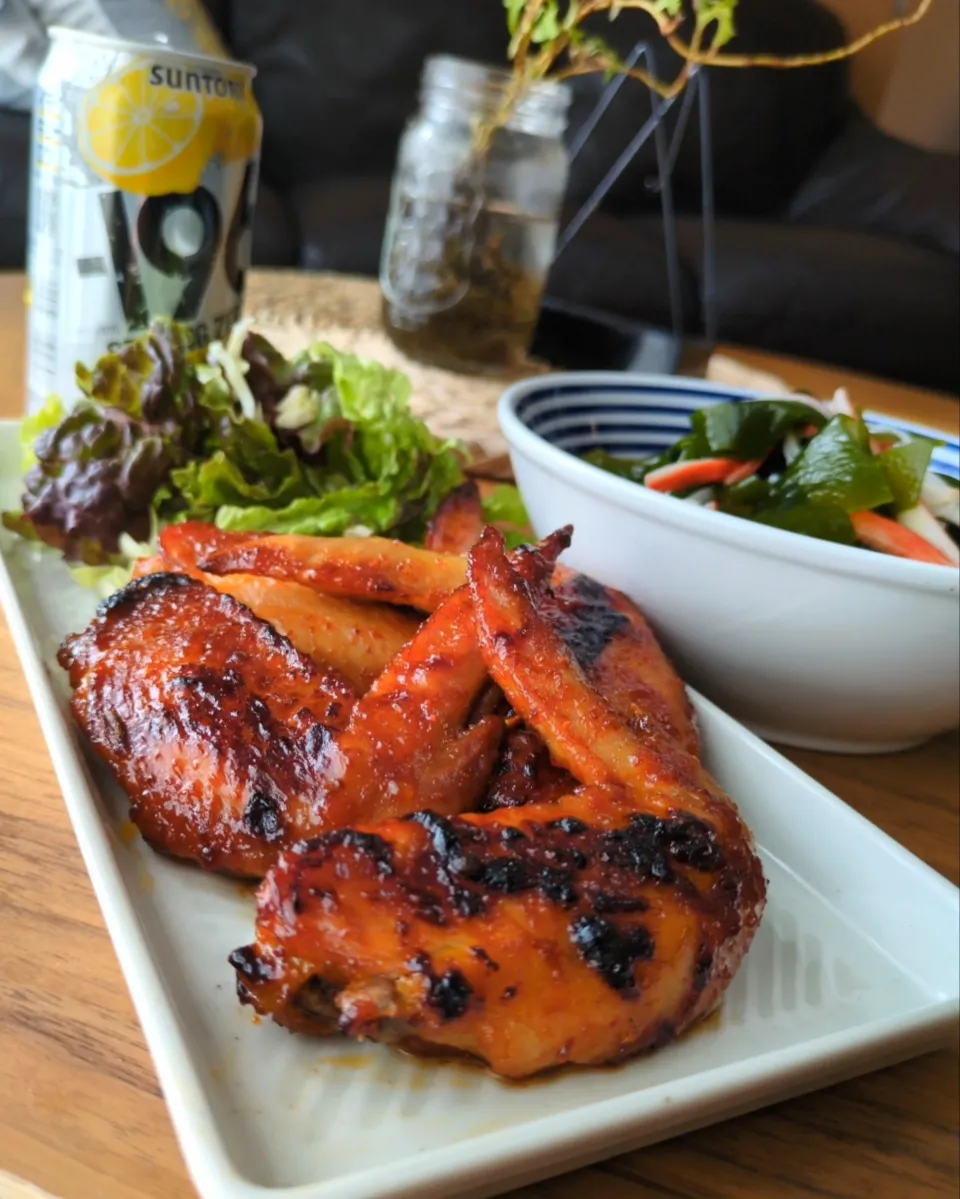 ﾀﾚ漬け焼き手羽先|まりおさん