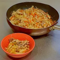 豚肉と沢庵の炒め物| akopeko ◡̈⋆さん