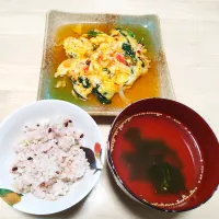 2026 0302　サラダフレークとほうれん草のかにかま風　わかめスープ| いもこ。さん