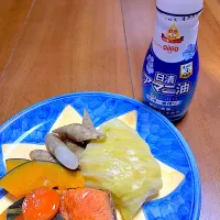 紅鮭・蒸し野菜とアマニ油| cerezoさん