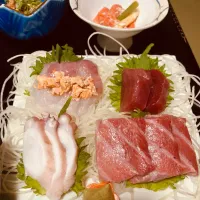 大間マグロの脳てん、赤身、鮟鱇の刺身|Go Satoさん