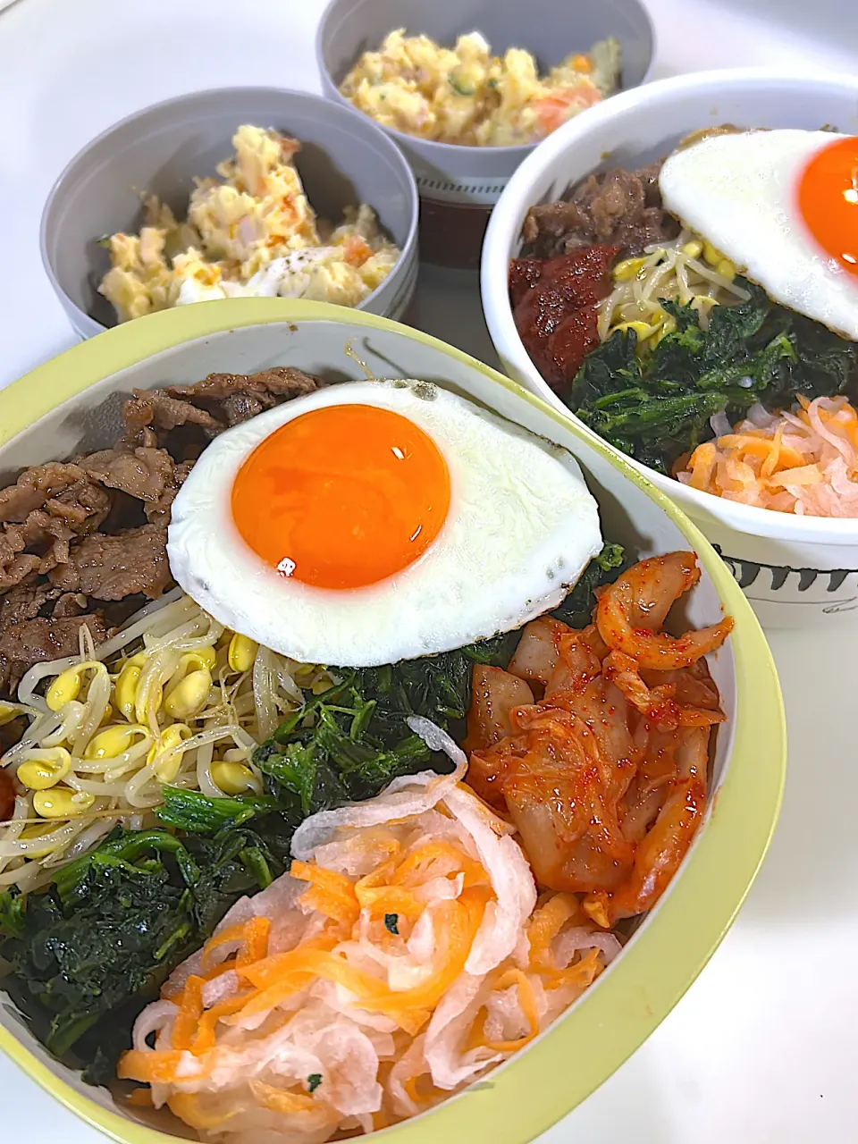 ビビンバ丼　新ポテトサラダ🥗|まゆさん