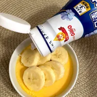 おやつに豆乳バナナ蒸しプリンのアマニ油かけてみた|mimoさん