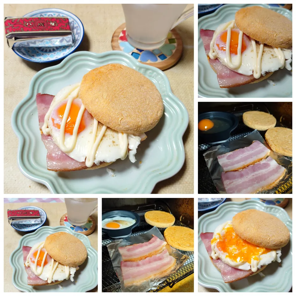 カリカリマフィンのベーコンエッグ|うたかた。さん
