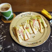 トーストサンドイッチ、ホットコーヒー、バナナ(朝ご飯)|enarinさん
