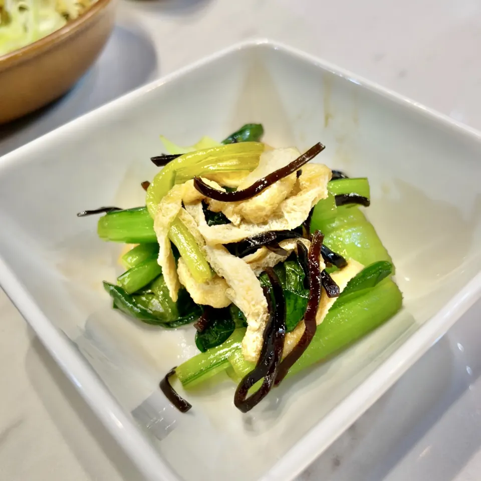 小松菜と油揚げの塩昆布和え|ぎんさん