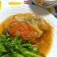 たらのあんかけ 菜花添え