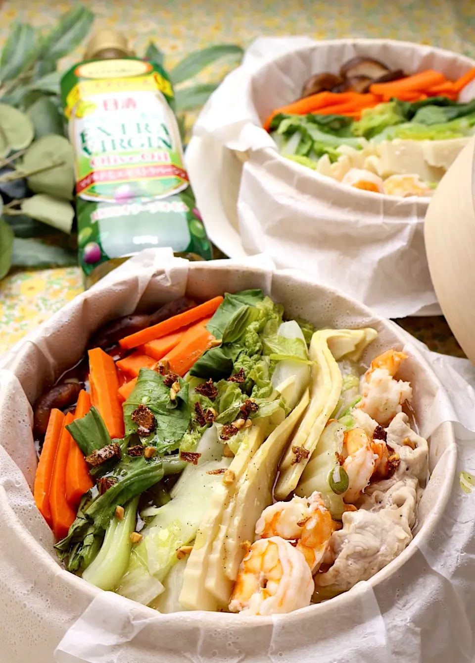 ナッツとニンニクの香ばしオイルで八宝蒸し|めいめいさん