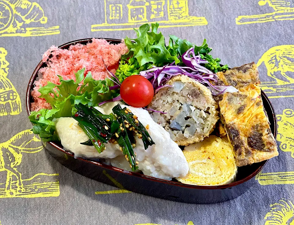 蒸し胸肉にネギ醤油、レンコン入りミンチボール、ほっぺ|めみさん