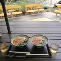 熱田神宮「宮きしめん」-春の庭園を眺めながら